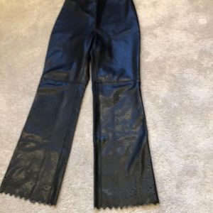VERTIGO PARIS FAUX LEATHER JAGGED EDGE FLARES